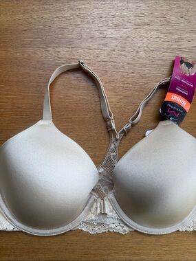 Maidenform nude Lace-Trim Smooth T-Shirt Bra racerback smartzone cups 07112 34c